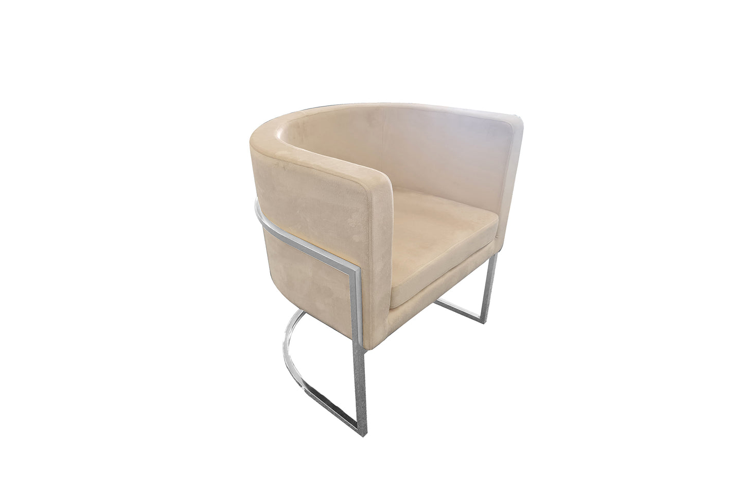 CLEARANCE - Tub Style Occasional Arm Chair  - Gold/Silver legs with Beige Seat (SYDNEY ONLY)