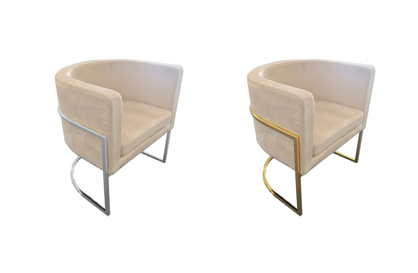 CLEARANCE - Tub Style Occasional Arm Chair  - Gold/Silver legs with Beige Seat (SYDNEY ONLY)