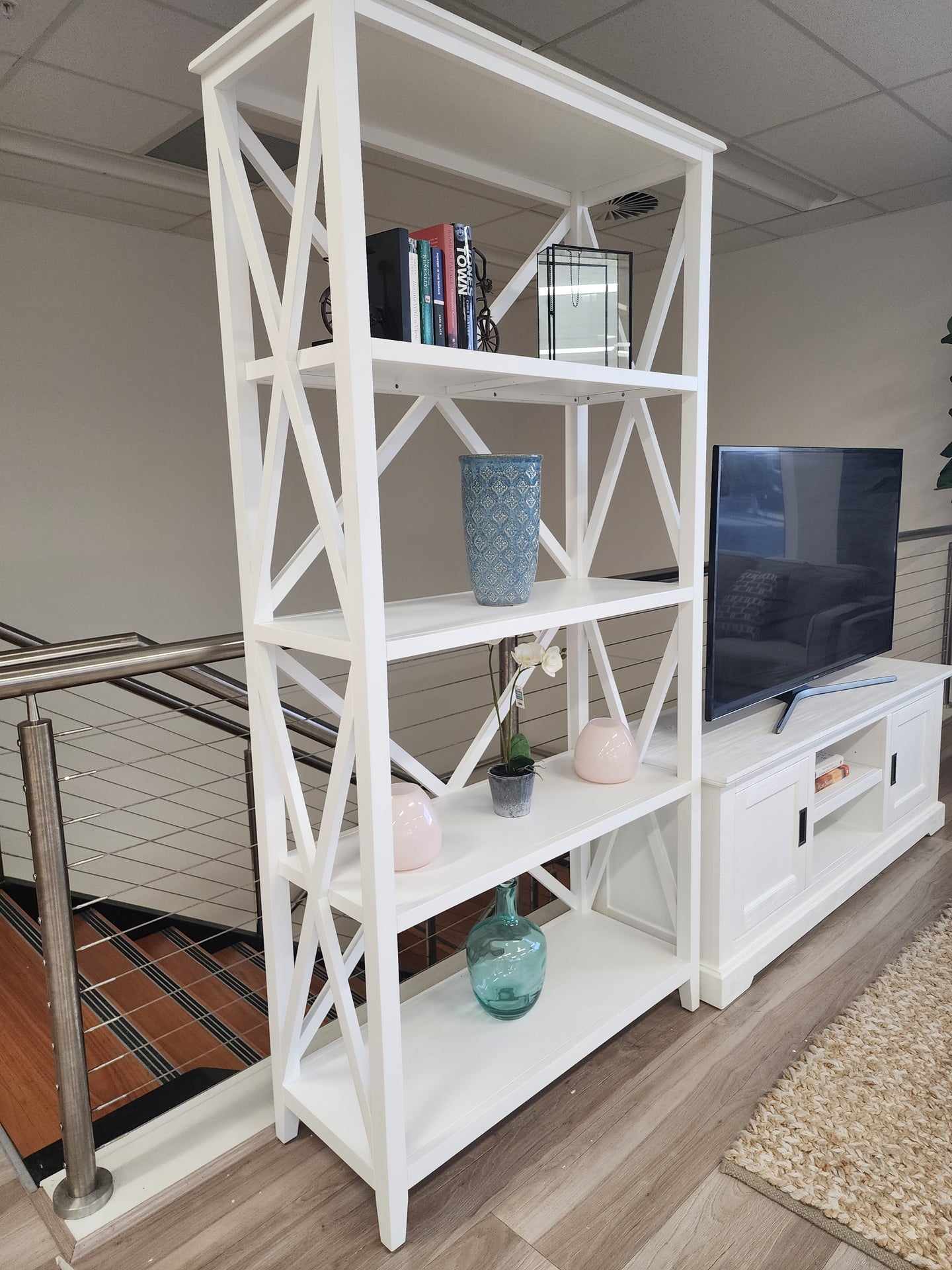 CLEARANCE - Hampton's Style Bookcase 4 Tier Shelving / Shelf - 100cm x 40cm x 200cm