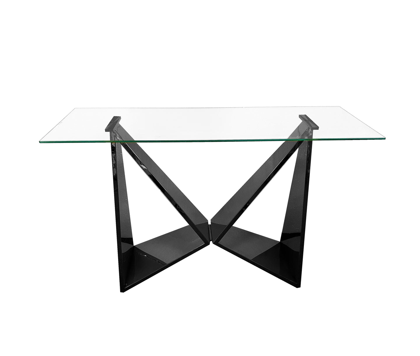 CLEARANCE - Lenox Console Table - Black / Glass Top